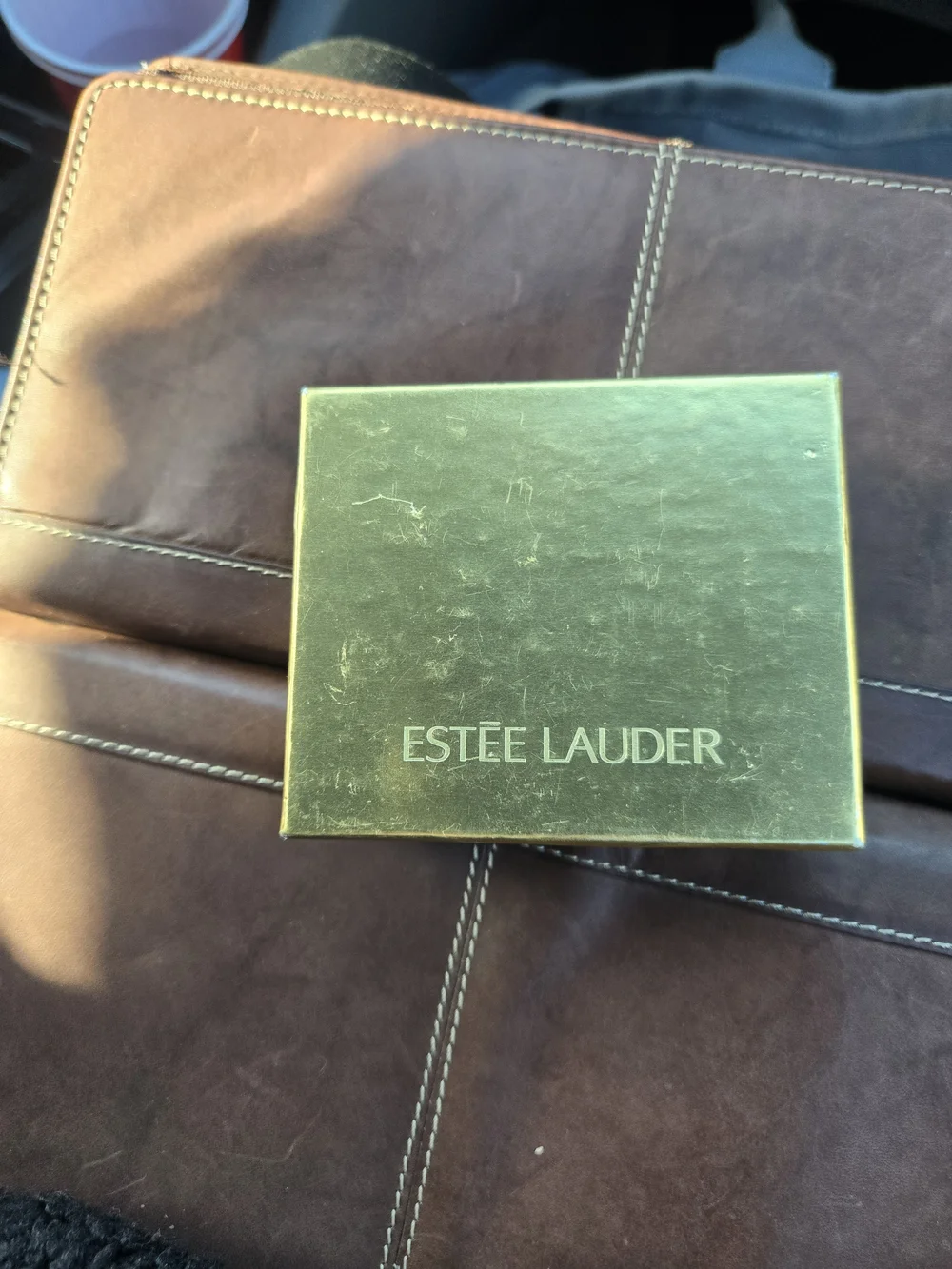 Estee Lauder Gold Compact Case with Logo
